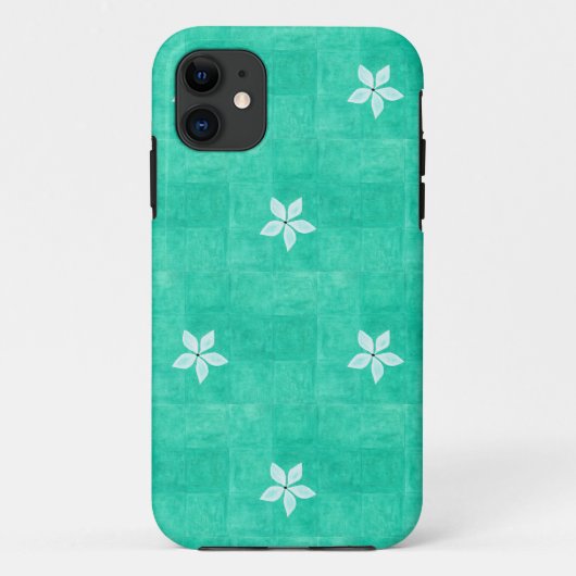 Coques Case-Mate iPhone Turquoise avec fleur blanche (Dos)