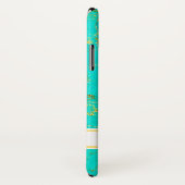 Coques Case-Mate iPhone Turquoise avec Gold Veins Pierre Motif et nom (Dos/Droite)