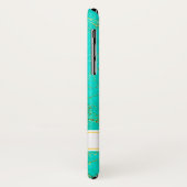 Coques Case-Mate iPhone Turquoise avec Gold Veins Pierre Motif et nom (Dos/Gauche)