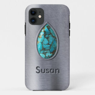 Coque Case-Mate Pour iPhone Turquoise avec lunette argentée