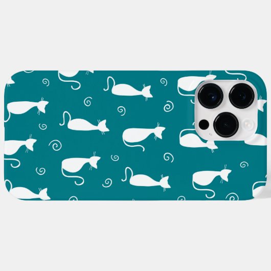 COQUES Case-Mate iPhone TURQUOISE AVEC MOTIF CHAT SITTTING BLANC (Verso (horizontal))