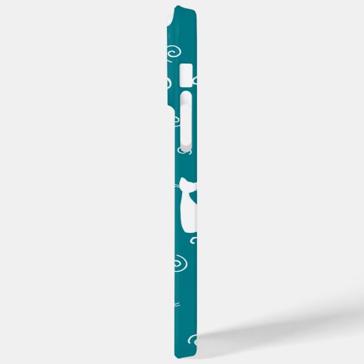 COQUES Case-Mate iPhone TURQUOISE AVEC MOTIF CHAT SITTTING BLANC (Verso / Gauche)