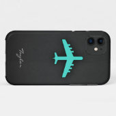 Coques Case-Mate iPhone Turquoise ; avion bleu vert (Dos (Horizontal))