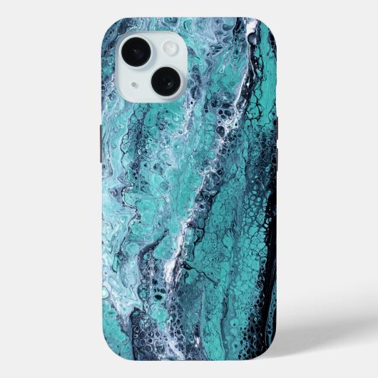 Coques Case-Mate iPhone Turquoise & Black Marble Abstrait  (Verso)
