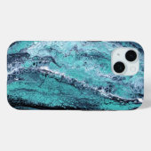 Coques Case-Mate iPhone Turquoise & Black Marble Abstrait  (Verso (horizontal))