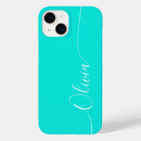 Turquoise Blanc Élégant Calligraphie Nom du script