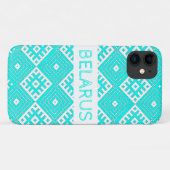 Coques Case-Mate iPhone Turquoise Blanc Folk Imprimer Belarus iPhone 11 Co (Dos (Horizontal))