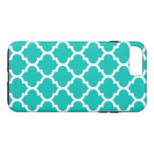 Coques Case-Mate iPhone Turquoise Blanc Marocain Quatrefoil Trellis Motif  (Dos (Horizontal))