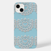 Coques Case-Mate iPhone Turquoise Bleu Blanc dentelle Coeur Mariage (Verso)