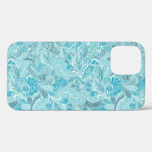 Coques Case-Mate iPhone Turquoise bleu blanc Elegant Motif Paisley (Verso (horizontal))