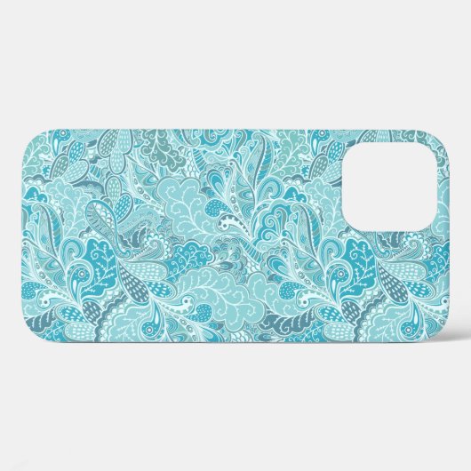 Coques Case-Mate iPhone Turquoise bleu blanc Elegant Motif Paisley (Verso (horizontal))