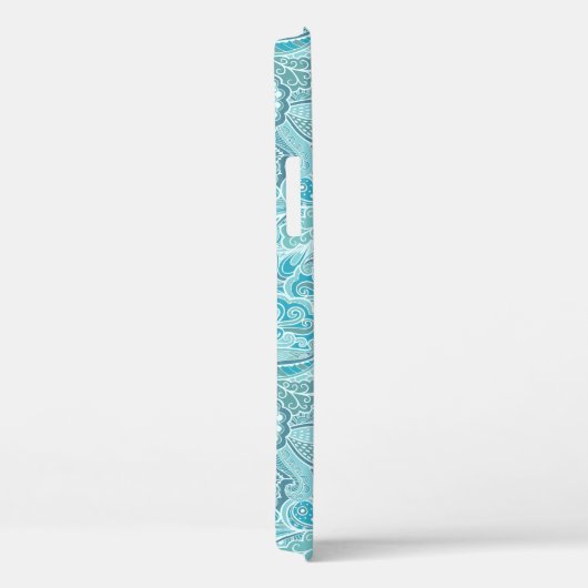 Coques Case-Mate iPhone Turquoise bleu blanc Elegant Motif Paisley (Verso / Droite)