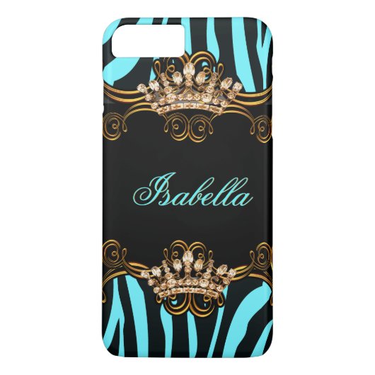 Coques Case-Mate iPhone Turquoise Bleu Bronze Tiara Crown Zebra (Dos)