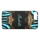 Coques Case-Mate iPhone Turquoise Bleu Bronze Tiara Crown Zebra (Dos (Horizontal))