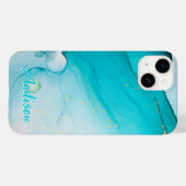 Coques Case-Mate iPhone Turquoise bleu moderne Abstrait personnalisé (Verso (horizontal))