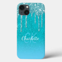 Turquoise bleu parties scintillant goutte aqua ver