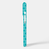 Coques Case-Mate iPhone Turquoise bleu Quatrefoil Motif gris Monogramme (Verso / Gauche)