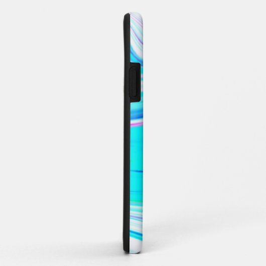 Coques Case-Mate iPhone Turquoise Bleu Rose Blanc Abstrait Vagues Monogram (Dos/Droite)