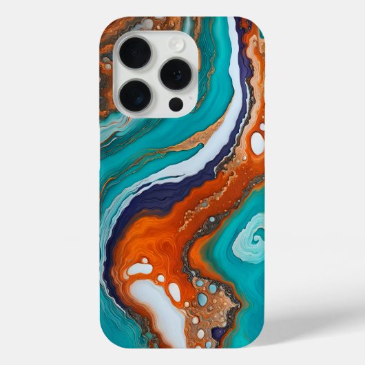 Coques Case-Mate iPhone Turquoise bleu, rouille et or peinture abstraite (Verso)