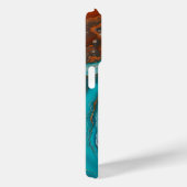 Coques Case-Mate iPhone Turquoise bleu, rouille et or peinture abstraite (Verso / Droite)