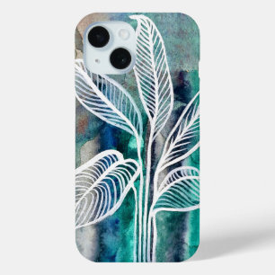 Coque Pour iPhone 15 Turquoise Bleu & Turquoise Aquarelle Botanique Mod