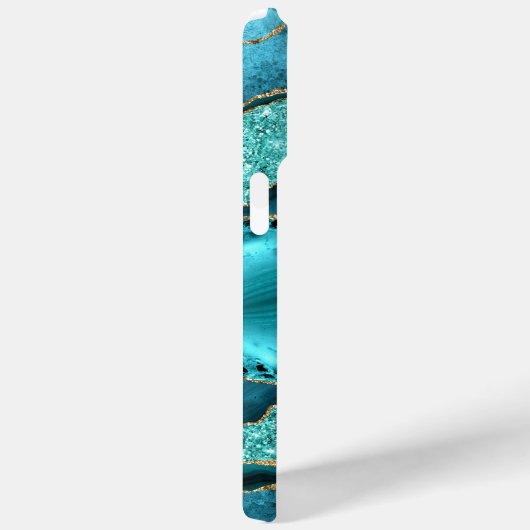 Coques Case-Mate iPhone Turquoise Blue Gold Turquoise Nom personnalisé coq (Verso / Droite)