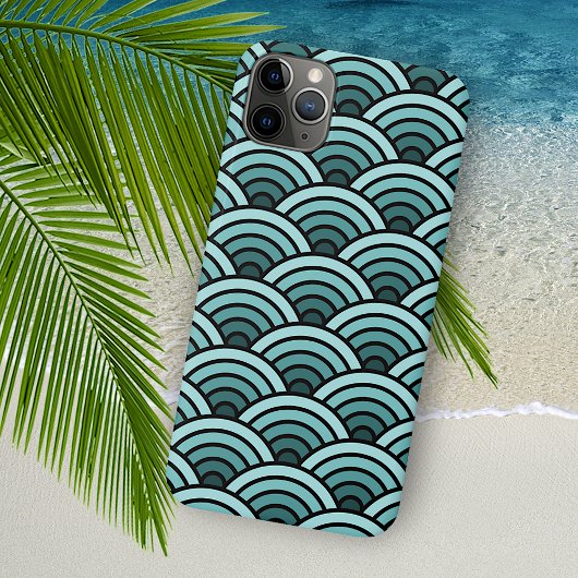 Coques Case-Mate iPhone Turquoise Blue Green Concentré Vagues Art Motif