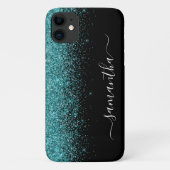 Coques Case-Mate iPhone Turquoise Blue Parties scintillant Ombre Nom perso (Dos)