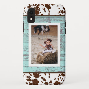Case-Mate iPhone Case Turquoise Bois Rustique Cuir de Vache Photo