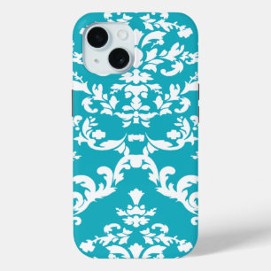 Coque Pour iPhone 15 Turquoise Bold Damask @ Emporiomoffa