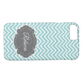 Coques Case-Mate iPhone Turquoise Chevron Coque-coque iphone personnalisé (Dos (Horizontal))