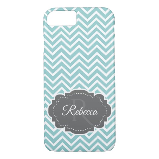 Coques Case-Mate iPhone Turquoise Chevron Coque-coque iphone personnalisé (Dos)