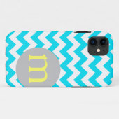 Coques Case-Mate iPhone Turquoise Chevron Monogramme Initial (Dos (Horizontal))
