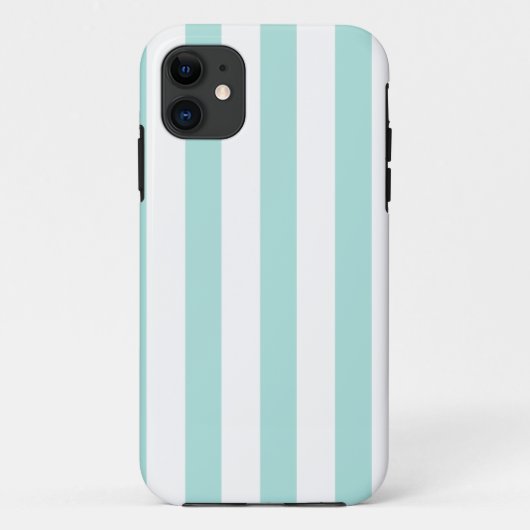 Coques Case-Mate iPhone Turquoise clair et blanc Large Horizontal rayé (Dos)