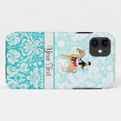 Coques Case-Mate iPhone Turquoise Damask Equestrian (Dos (Horizontal))