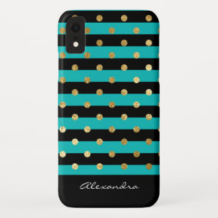 Case-Mate iPhone Case Turquoise de monogramme avec les rayures et la