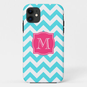 Case-Mate iPhone Case Turquoise de zigzag et monogramme fait sur