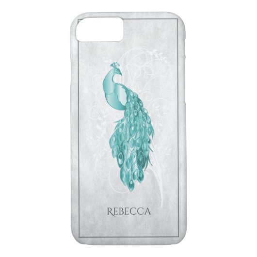 Coques Case-Mate iPhone Turquoise Elegant Peacock Personnalisé (Dos)