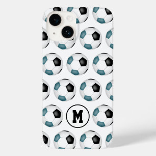 Coque Pour iPhone 14 turquoise équipe noire sports couleurs ballon de f