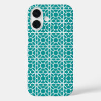 Turquoise et blanc Motif de zellige marocain