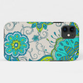 Coques Case-Mate iPhone Turquoise et chaux florales (Dos (Horizontal))