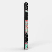 Coques Case-Mate iPhone Turquoise et floral rouge (Dos/Droite)