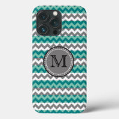 Coques Case-Mate iPhone Turquoise et Gris Chevron Zigzag Monogramme Coque- (Verso)