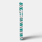 Coques Case-Mate iPhone Turquoise et Gris Chevron Zigzag Monogramme Coque- (Verso / Gauche)