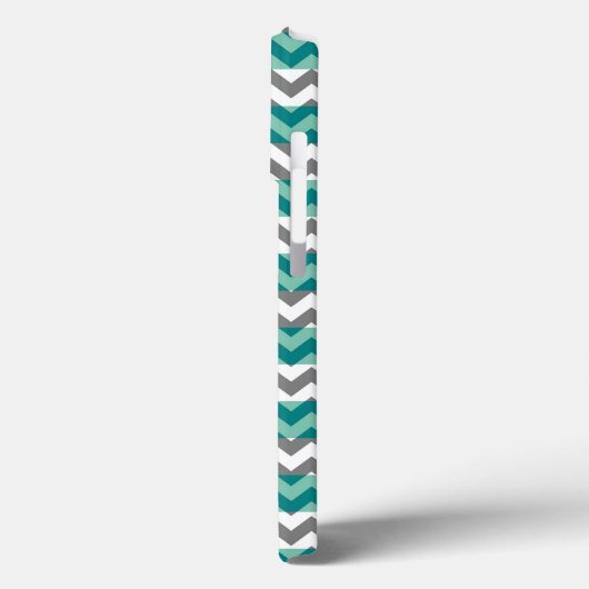 Coques Case-Mate iPhone Turquoise et Gris Chevron Zigzag Monogramme Coque- (Verso / Gauche)