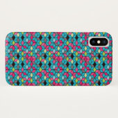 Coques Case-Mate iPhone Turquoise et motif rose de cube (Dos (Horizontal))