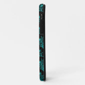 Coques Case-Mate iPhone Turquoise et noir élégant motif damassé (Dos/Gauche)