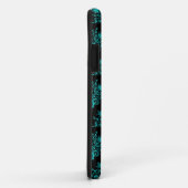Coques Case-Mate iPhone Turquoise et noir élégant motif damassé (Dos/Droite)