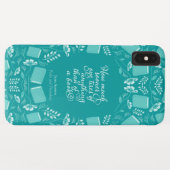 Coques Case-Mate iPhone Turquoise Floral Pride & Prejudice Bookish Citatio (Dos (Horizontal))
