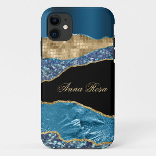 Case-Mate iPhone Case *~* Turquoise Glam Agate Geode Gold Parties scinti